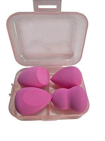 Caixinha com 4 Esponjas - Rosa Pink