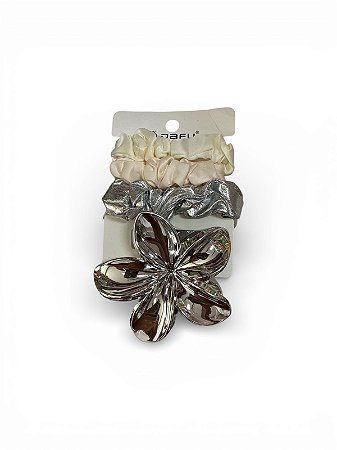 KIT DE CABELO M1 - PRATA COM BRANCO