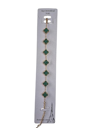 PULSEIRA DOURADA COM VERDE - Hj20