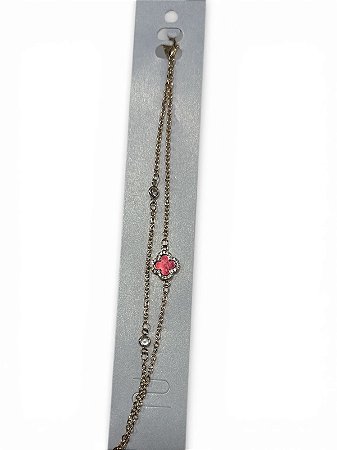 PULSEIRA DOURADA COM PEDRA VERMELHA - HJ21