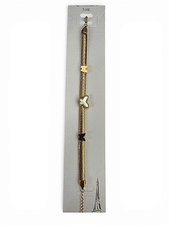 PULSEIRA DOURADA COM BRANCA - HJ25