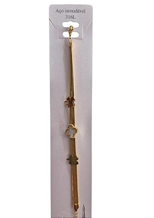 PULSEIRA DOURADA COM BRANCO - HJ23