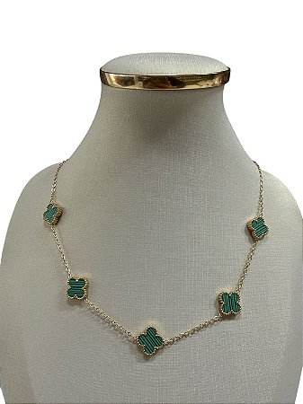 COLAR DOURADO COM VERDE - HJ11