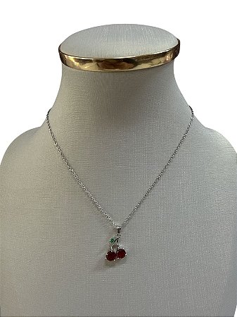 COLAR PRATA COM VERMELHO - HJ13