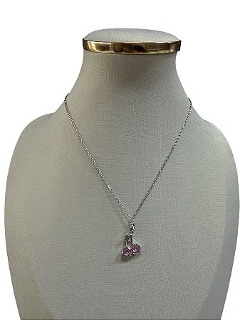 COLAR PRATA COM ROSA - HJ13