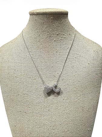 Colar Folheado - Prata Coração | Letra C