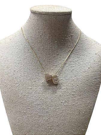 Colar Folheado - Dourado Coração | Letra E