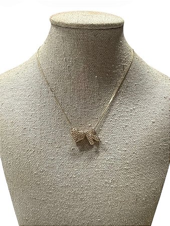 Colar Folheado - Dourado Coração | Letra K