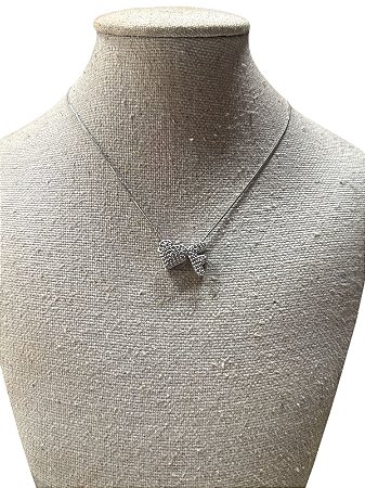 Colar Folheado - Prata Coração | Letra F