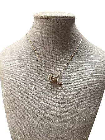 Colar Folheado - Dourado Coração | Letra L