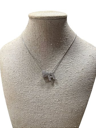 Colar Folheado - Prata Coração | Letra A