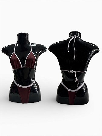 Biquíni Tamanho Único - Marrom com Branco