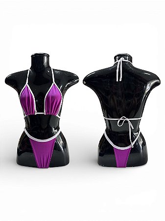 Biquíni Tamanho Único - Roxo com Branco