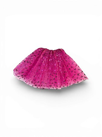 Saia de Tule Borboletas - Rosa Pink