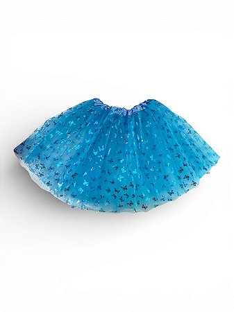 Saia de Tule Borboletas - Azul