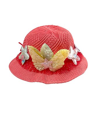 Chapéu Borboleta Infantil - Salmão