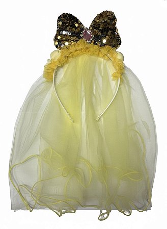 Diadema Laço e Tule - Amarelo