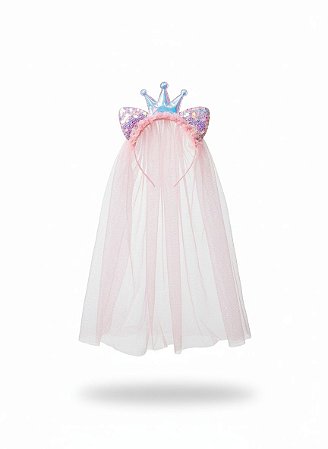 Diadema Coroa Gatinha - Salmão