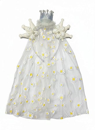 Diadema Coroa e Tule Margaridas - Branco