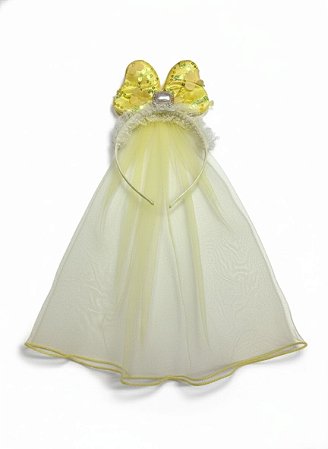 Diadema de laço pérola amarela