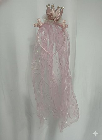 Diadema Coroa Orelha De Mikey - Rosa Bebê