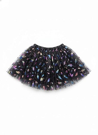 Saia de Tule Adulto - Preta | Penas Coloridas