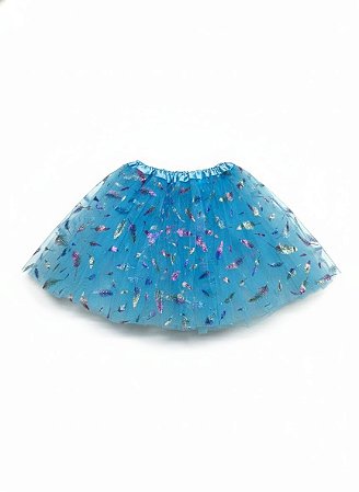 Saia de Tule Adulto - azul | Penas Coloridas