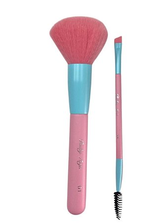 Kit de Pincéis | Pincel Para PÓ + Pincel Chanfrado com Escova - Ruby Anjo | Roda Bebê com Azul