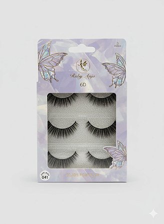 Cartela de Cílios Ruby Anjo | 6D - 041 Lilás e Borboletas
