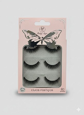 Cartela de Cílios Ruby Anjo | 6D - 011 Rosa Bebê e Borboleta Prata