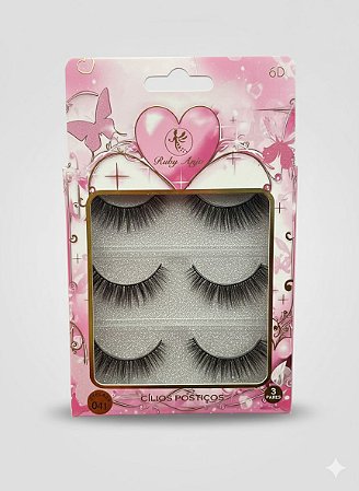 Cartela de Cílios Ruby Anjo | 6D - 041 Corações e borboletas