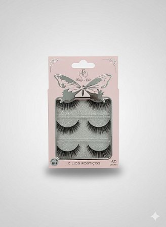 Cartela de Cílios Ruby Anjo | 6D - 041 Rosa Bebê e Borboleta Prata