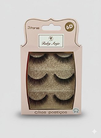 Cartela de Cílios Ruby Anjo | 6D - 013 Rosa Bebê e Dourado