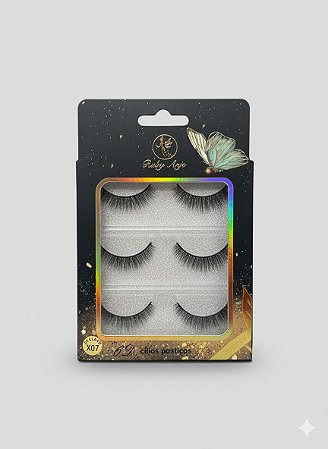 Cartela de Cílios Ruby Anjo | 6D - X07 Preto e Dourado