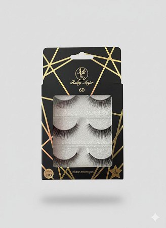 Cartela de Cílios Ruby Anjo | 6D - X03 Preto Com Traços Dourados