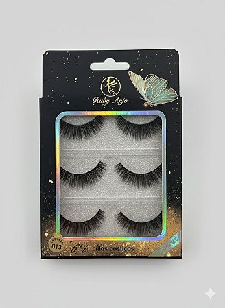 Cartela de Cílios Ruby Anjo | 6D - 013 Preto e Dourado