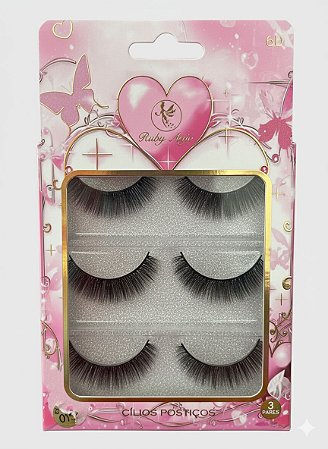 Cartela de Cílios Ruby Anjo | 6D - 013 - Rosa Borboletas e corações
