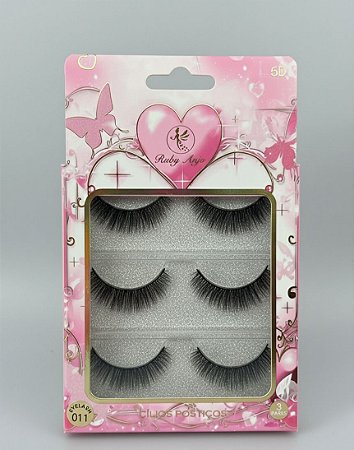 Cartela de Cílios Ruby Anjo | 6D - 011 Corações e Borboletas