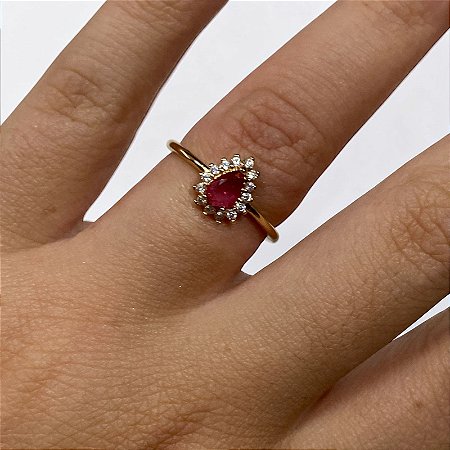 Anel - Formatura 01 | Dourado Com Vermelho