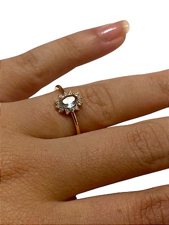 Anel - Formatura 03 | Dourado Com Verde Água