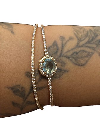 Bracelete De Punho - BR02 - Dourado com Verde água