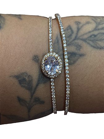 Bracelete De Punho - BR02 - Dourado Com Branco