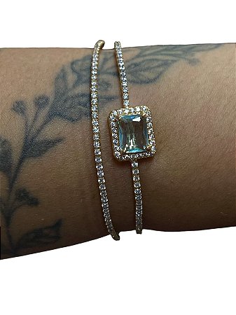 Bracelete De Punho - BR03 | Dourado Com Verde Água