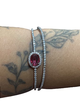 Bracelete De Punho - BR02 - Prata com Vermelho