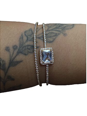 Bracelete De Punho - BR03 | Dourado com Branco