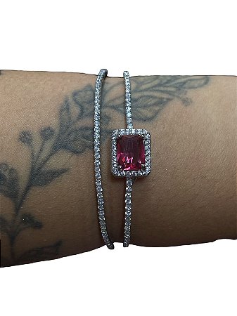 Bracelete De Punho - BR03 | Prata Com Vermelho