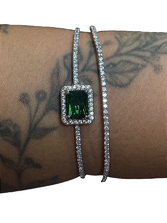 Bracelete De Punho - BR03 | Prata Com Verde