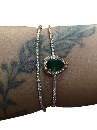 Bracelete De Punho - BR06 | Dourado Com Verde