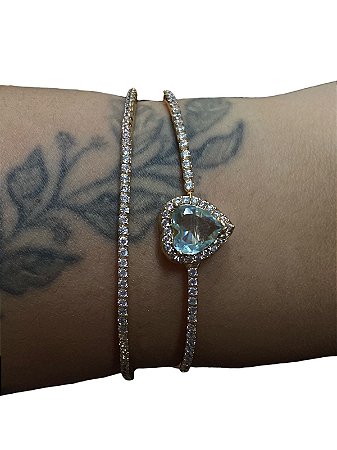 Bracelete De Punho - BR012 | Dourado Com Verde Água