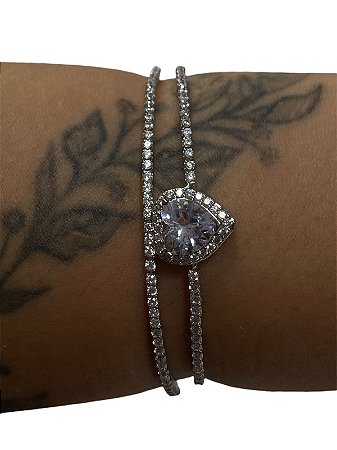 Bracelete De Punho - BR012 | Prata com Prata